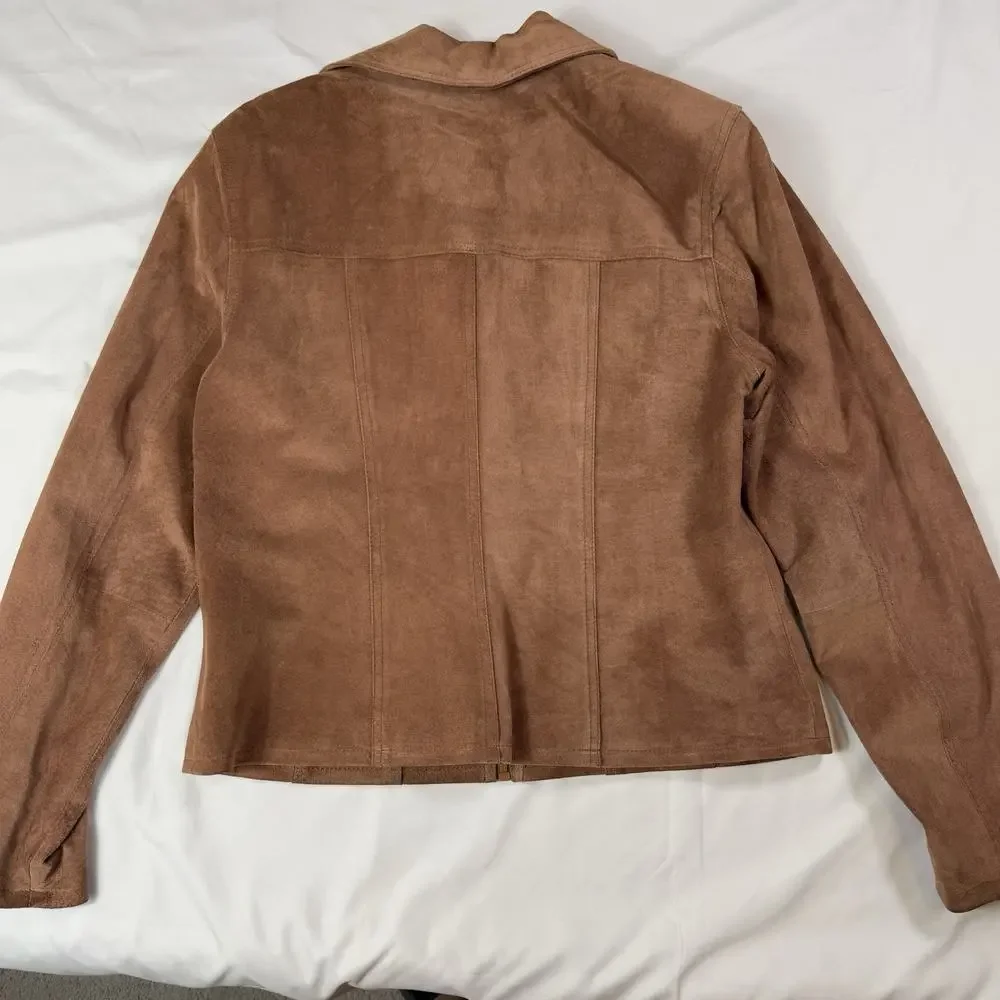 Express Bleus Vintage 90's Mauve Brown Suede Trucker's Jacket